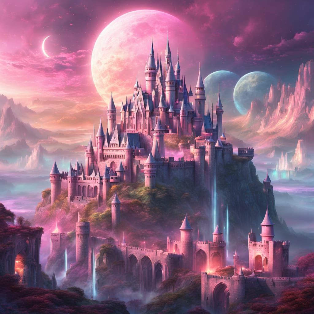 Futuristic Fantasy Kingdom: Digital Pastel Dreamscape