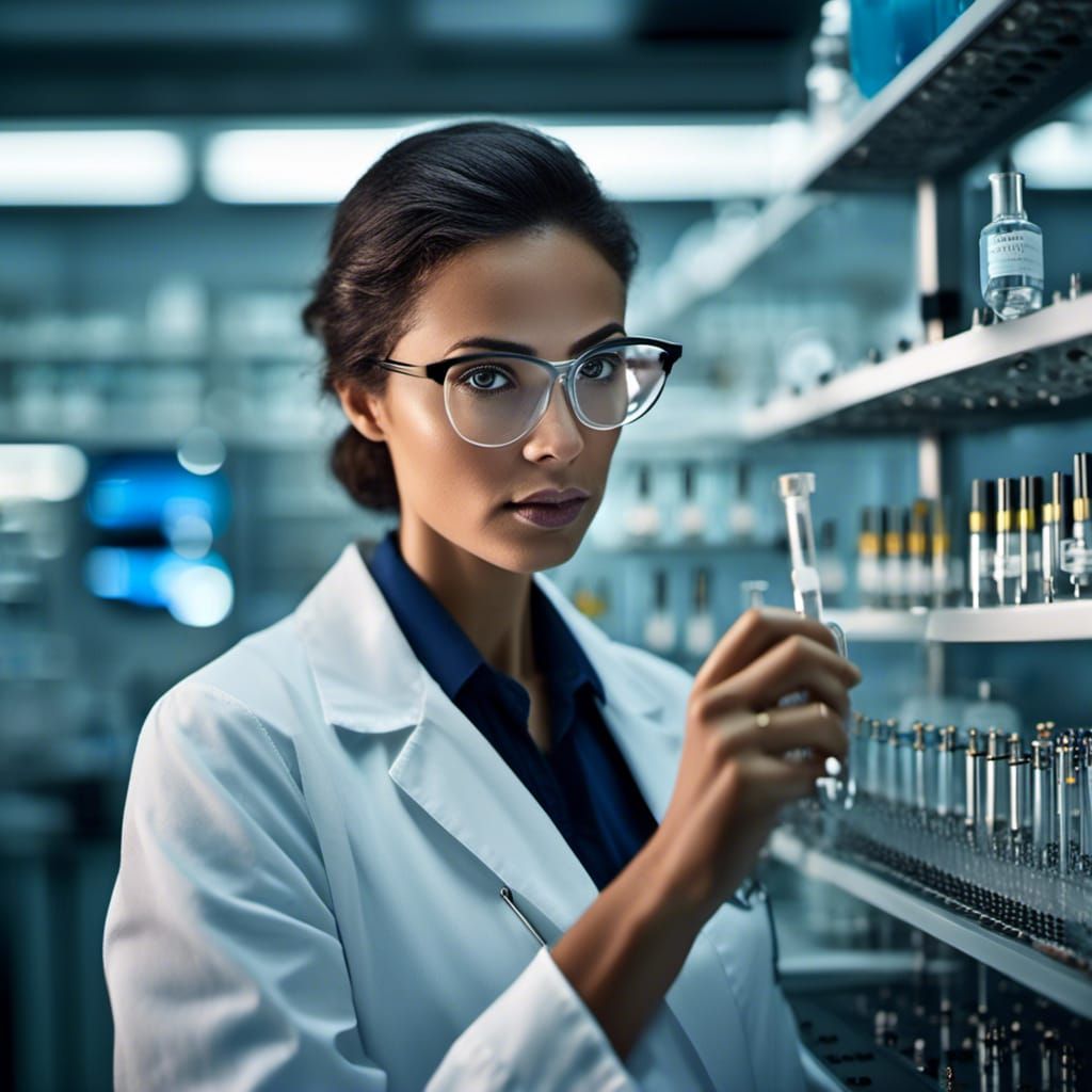Futuristic Female Scientist Portrait in Lab Environment