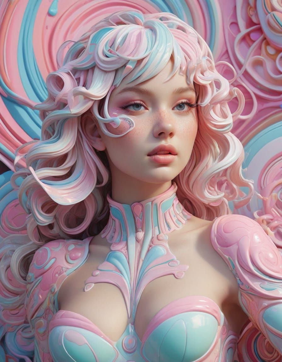 Vibrant Candy-Colored Sculpture in Whimsical Wonderland Styl...