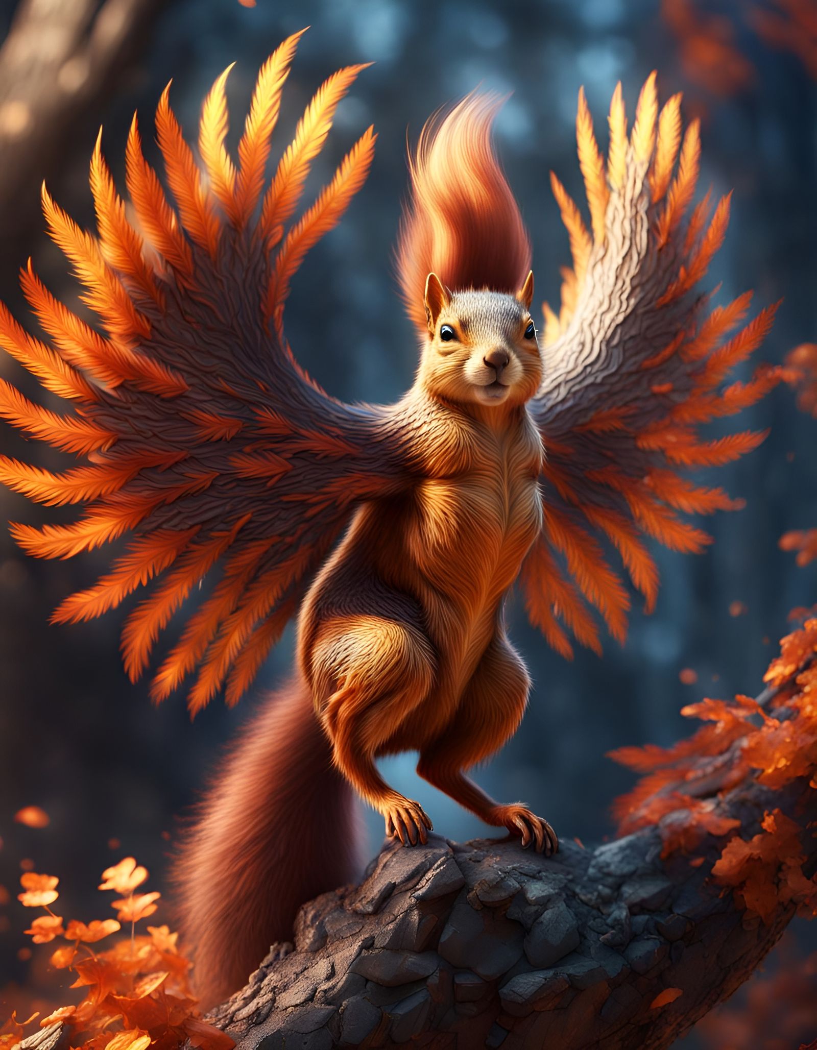 Phoenix Squirrel: Detailed Matte Painting