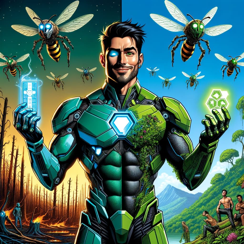 CyberJungle Hero Saves Sweet Earth in Eco-Tech Armor