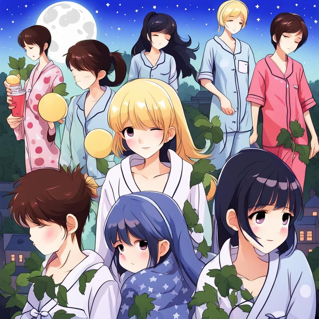 Girl in Pajamas Walking at Midnight