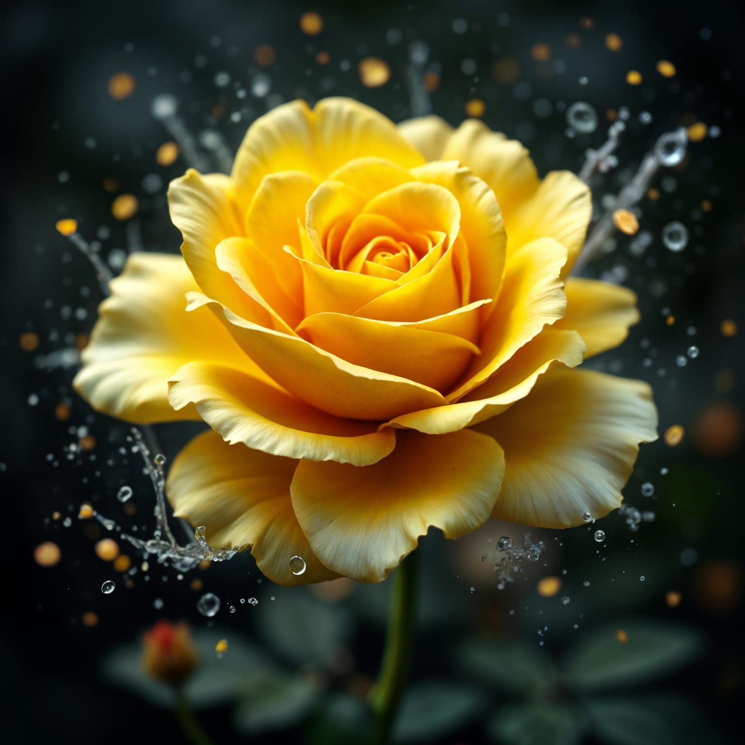 Golden Roses in a Windswept Close-Up