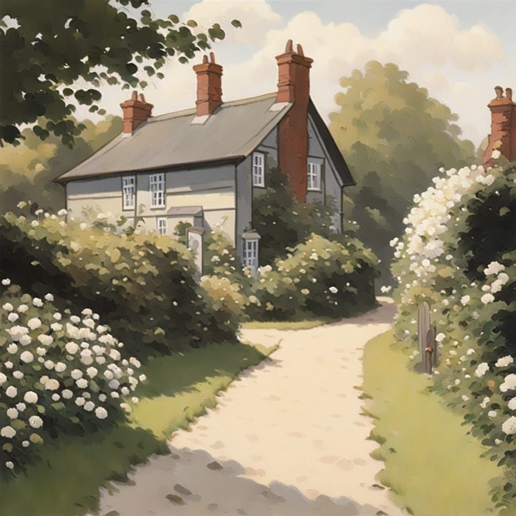Cottagecore Pathway in Vettriano Style