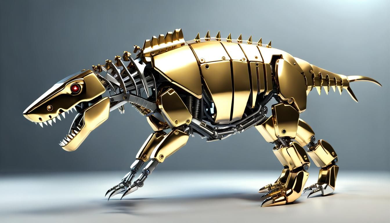 Eocene Robot Shark in Chrome and Gold