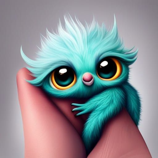 Adorable Fluffy Monster Portrait in 3D