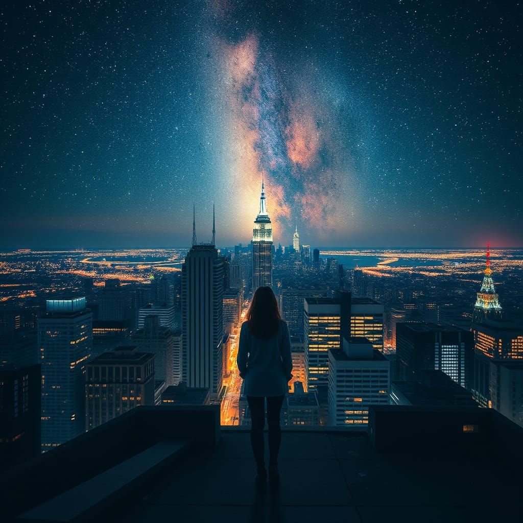 Dreamy Portal Over City Lights at Night