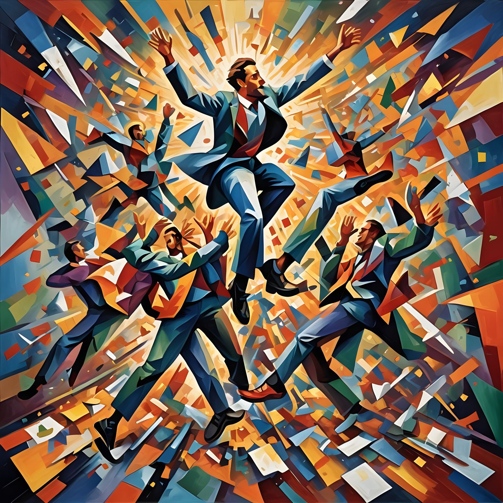 Abstract Hands and Feet in Cubist Gouache Style