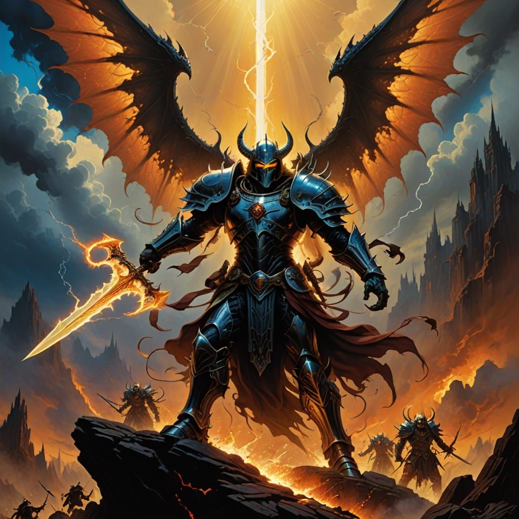 Divine Warriors Engage in Epic Fantasy Combat