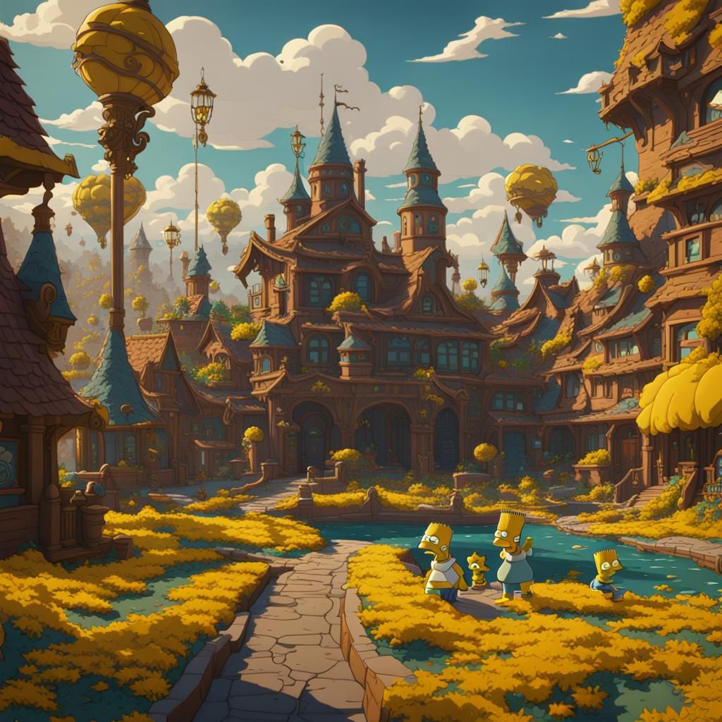 The Simpsons: Detailed Matte Painting in 8K