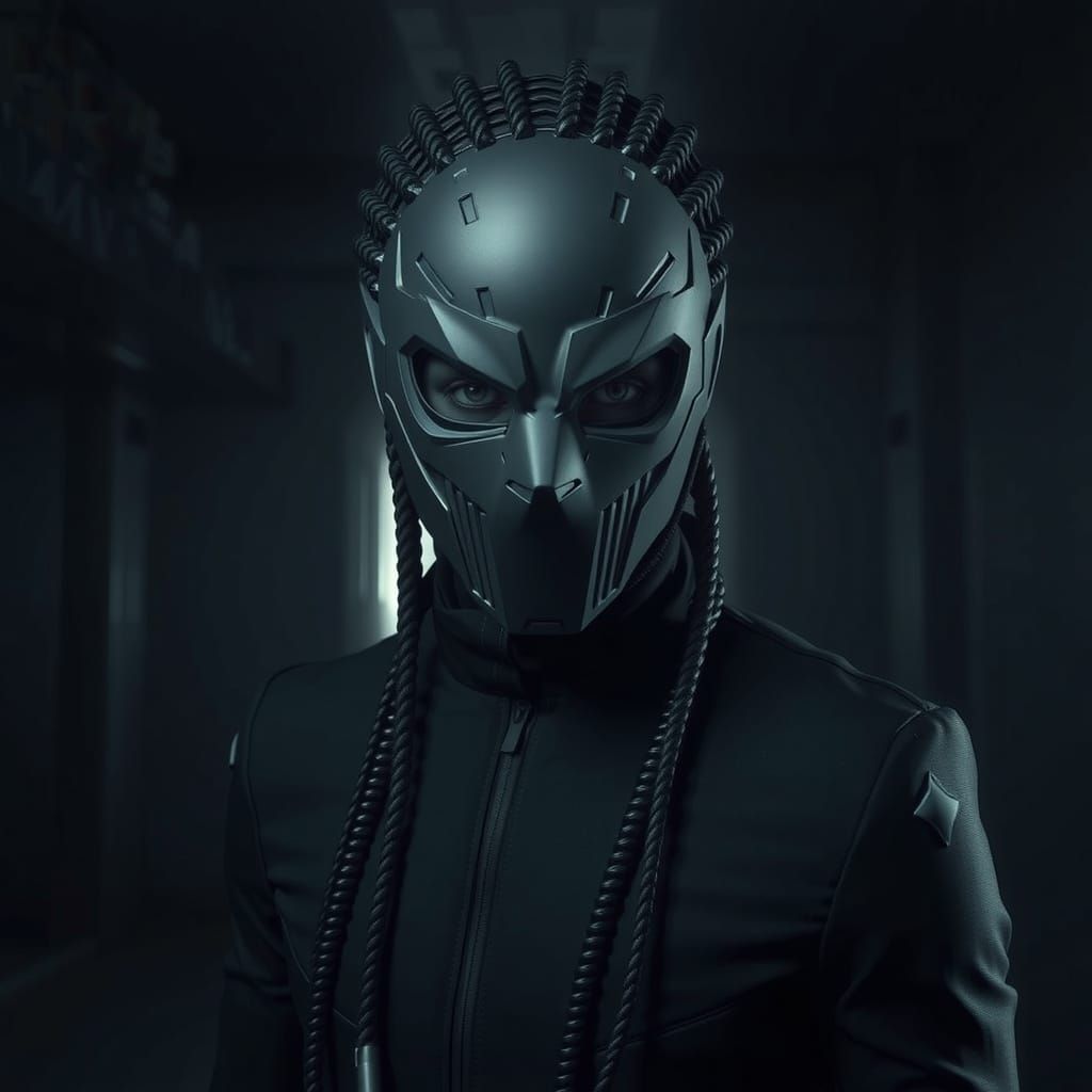 Futuristic Raven Noir in Cyberpunk Style