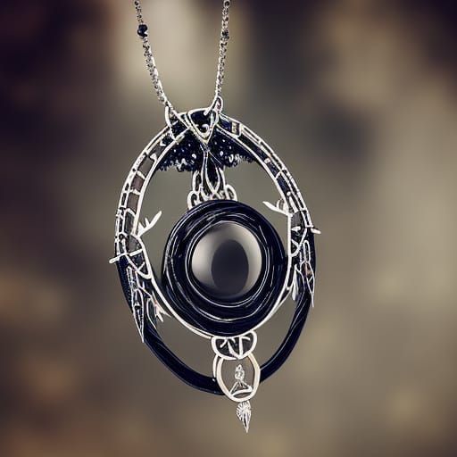 Hecate gothic necklace with obsidian pendant with red accents& gothic vibes& ethereal vibes& witchy vibes& magical vibes...