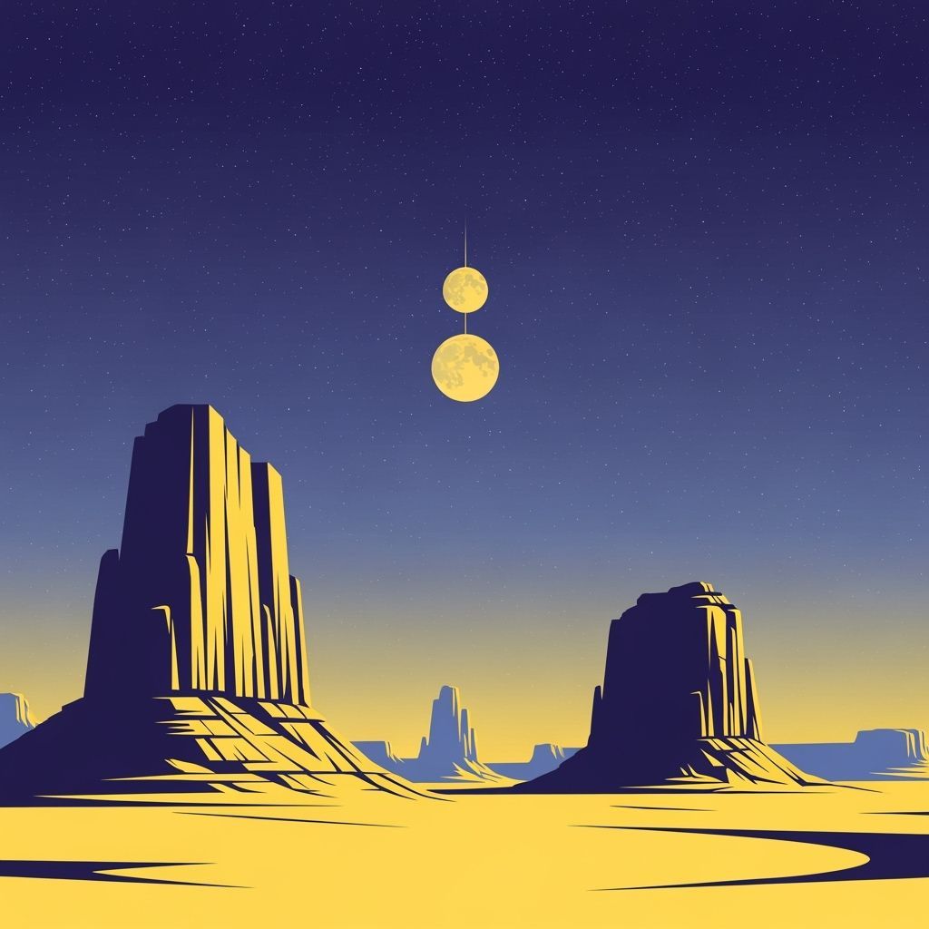 Epic Desert Twilight with Triple Moon