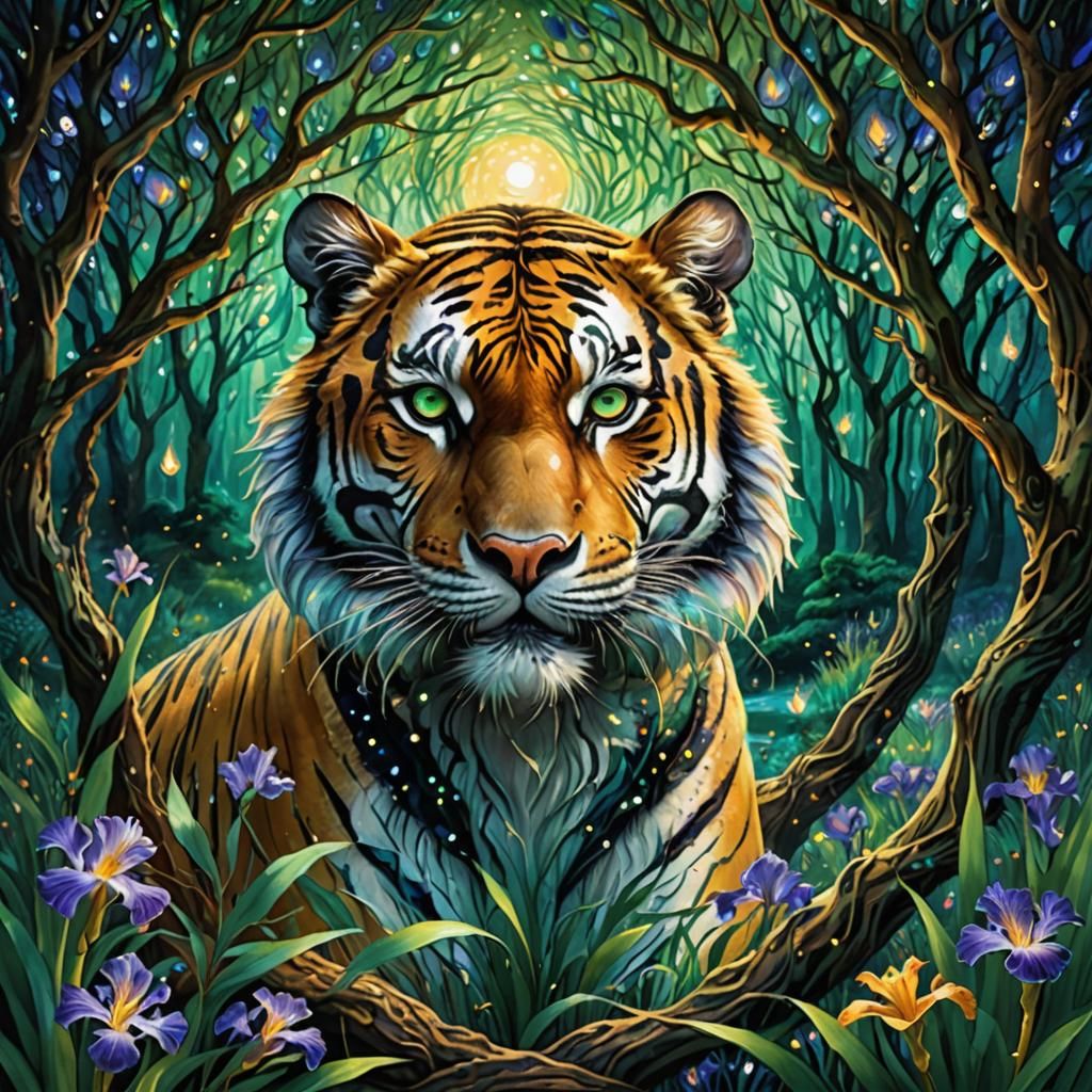 Mystical Tiger Eye Reveals Enchanted Forest