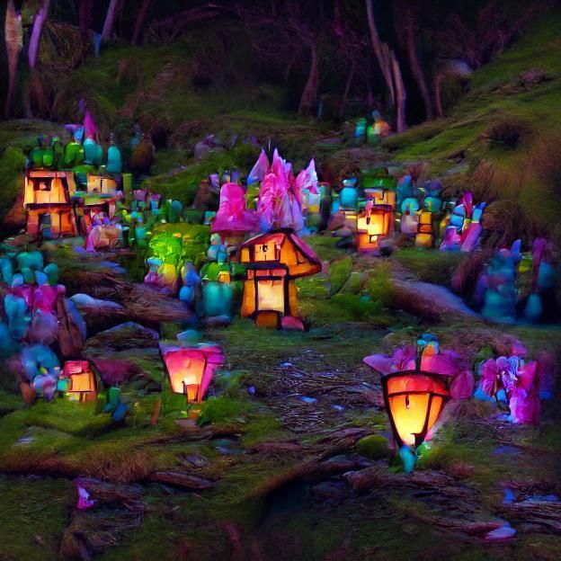 Enchanting Fairy Village at Midnight