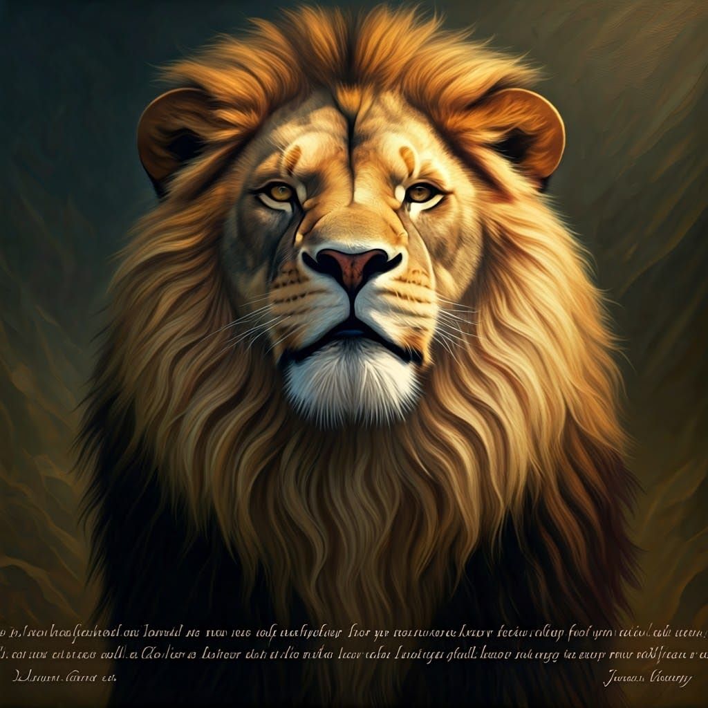 Dominant Roaring Lion: Awe-Inspiring Oil Painting