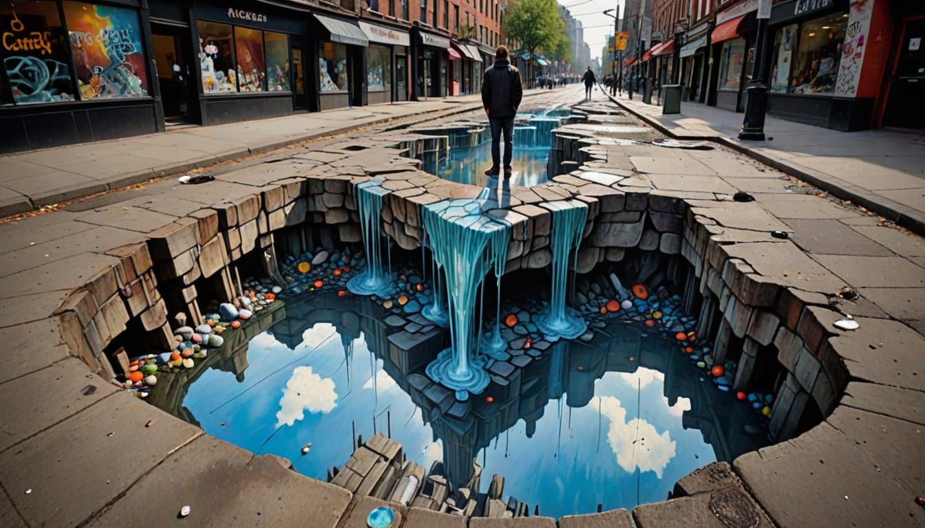 Dreamlike Street Art in Vibrant 3D Graffiti Style