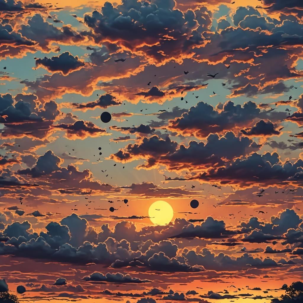 Vibrant Surreal Sunset in Dreamlike Landscape