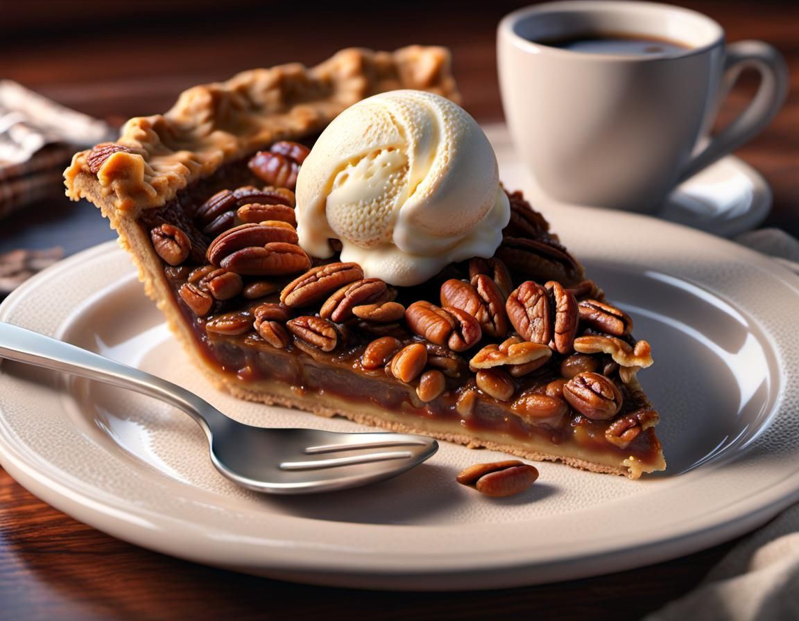 Pecan Pie, Ice Cream, and Coffee: Digital Painting