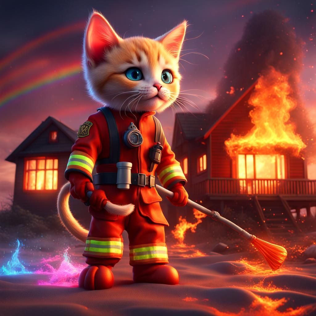 Firefighter Kitten Extinguishes Beach House Inferno