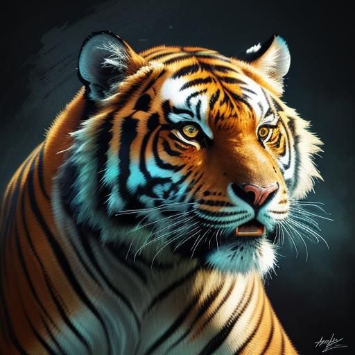 Hyperrealistic Tiger Cubs in Splash Art Style