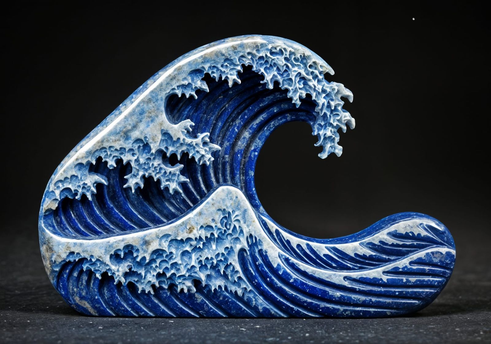 Lapis Lazuli Wave Stone Art