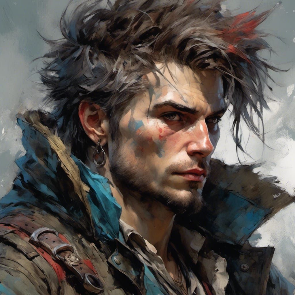 Gothic Vampire Hunter Portrait in Art Nouveau Style