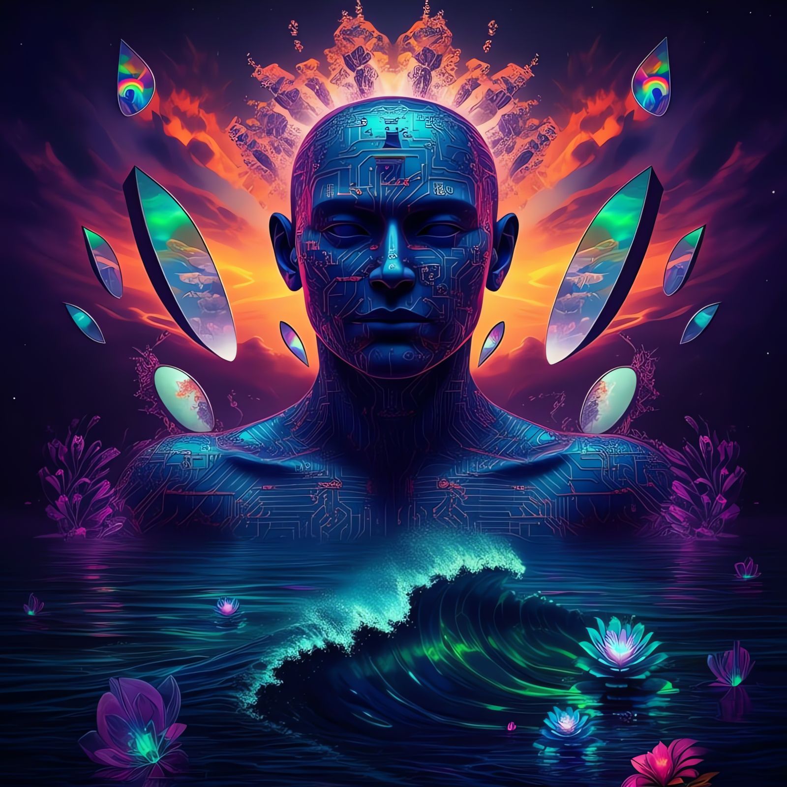 Morphing Figure in Cosmic Sea with Fractal Patterns