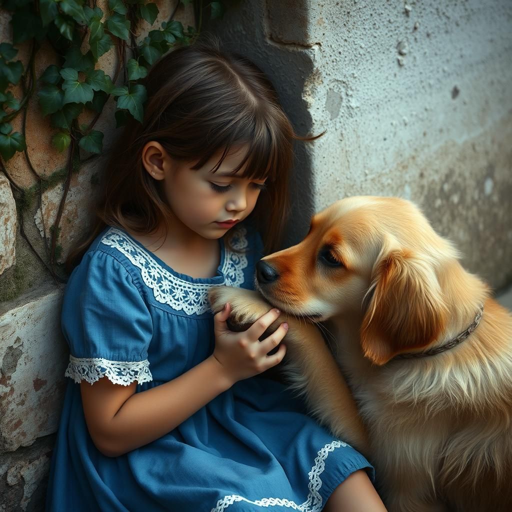 Girl and Dog: A Moment of Comfort