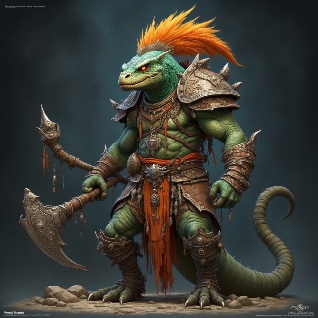 Heroic Lizardman Ranger in Dark Fantasy Concept Art