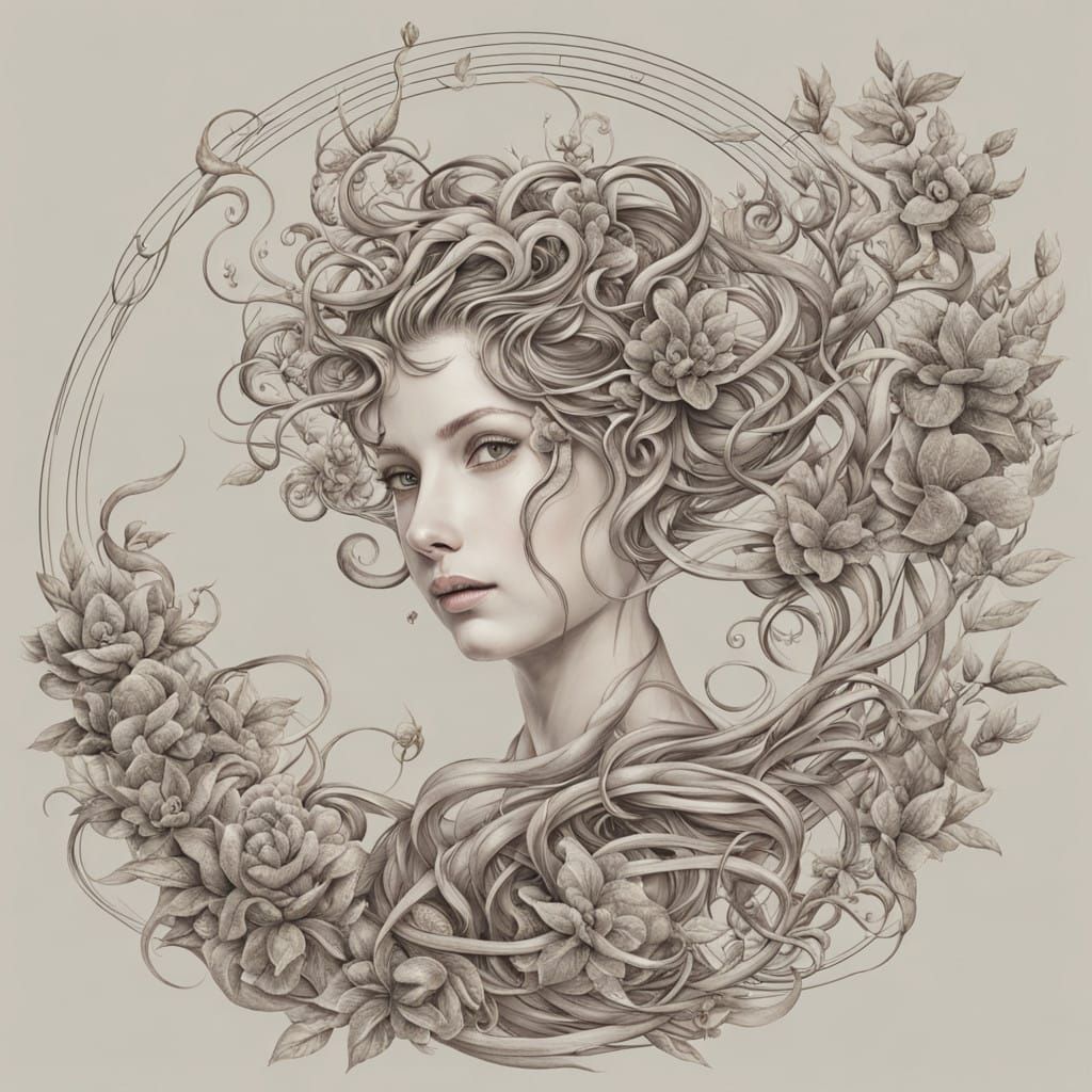 Whimsical Dryad in a Floral Vortex