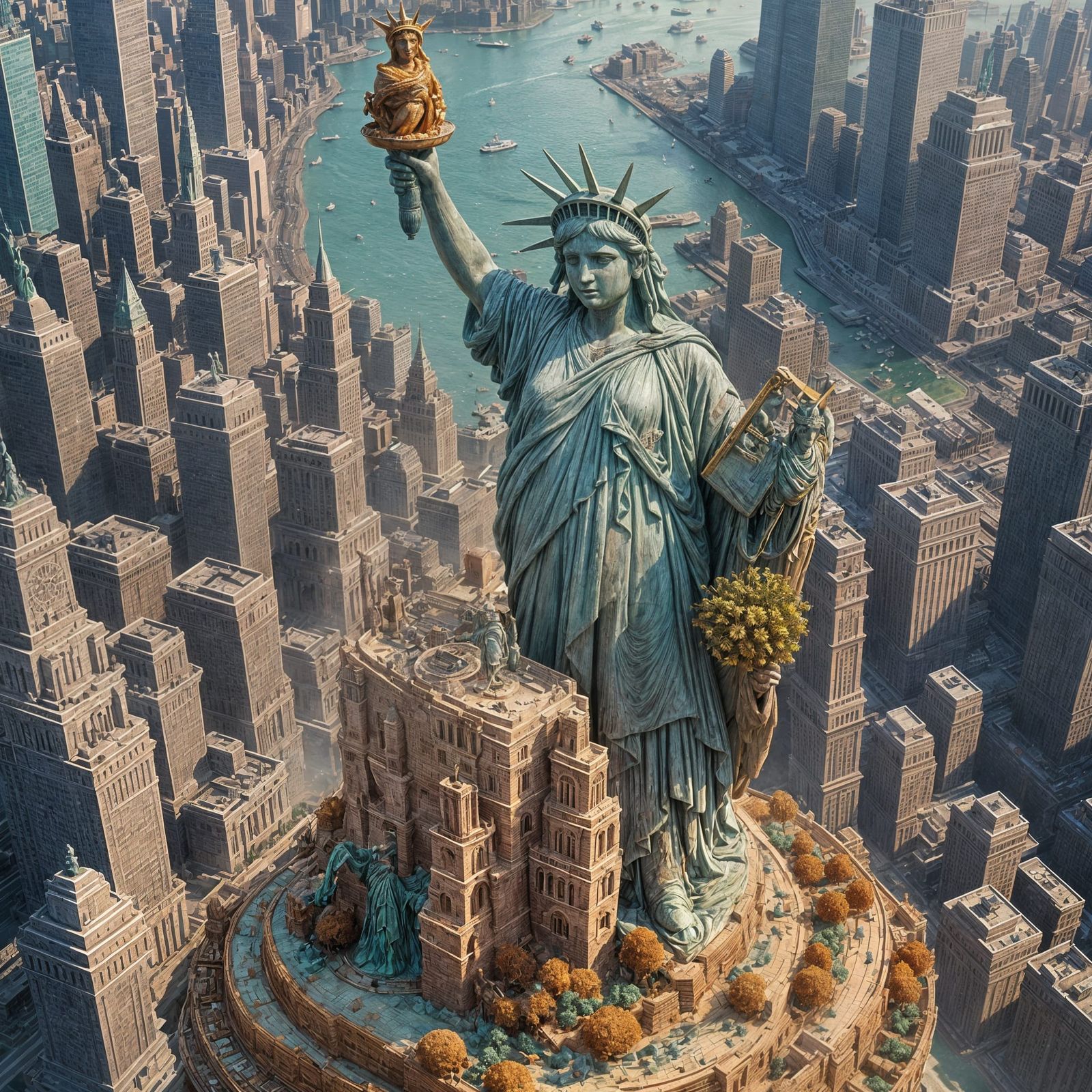 Statue of Liberty Made of Bread Dough