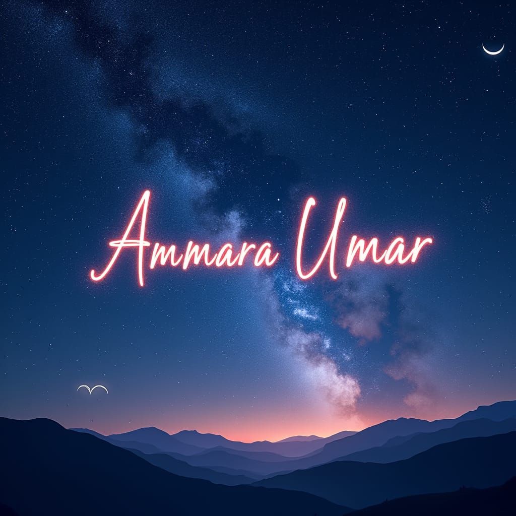 Magical Night Sky: Stars Spell "Ammara Umar"