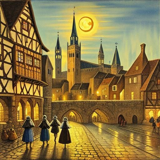 Medieval City Ambiance at Night
