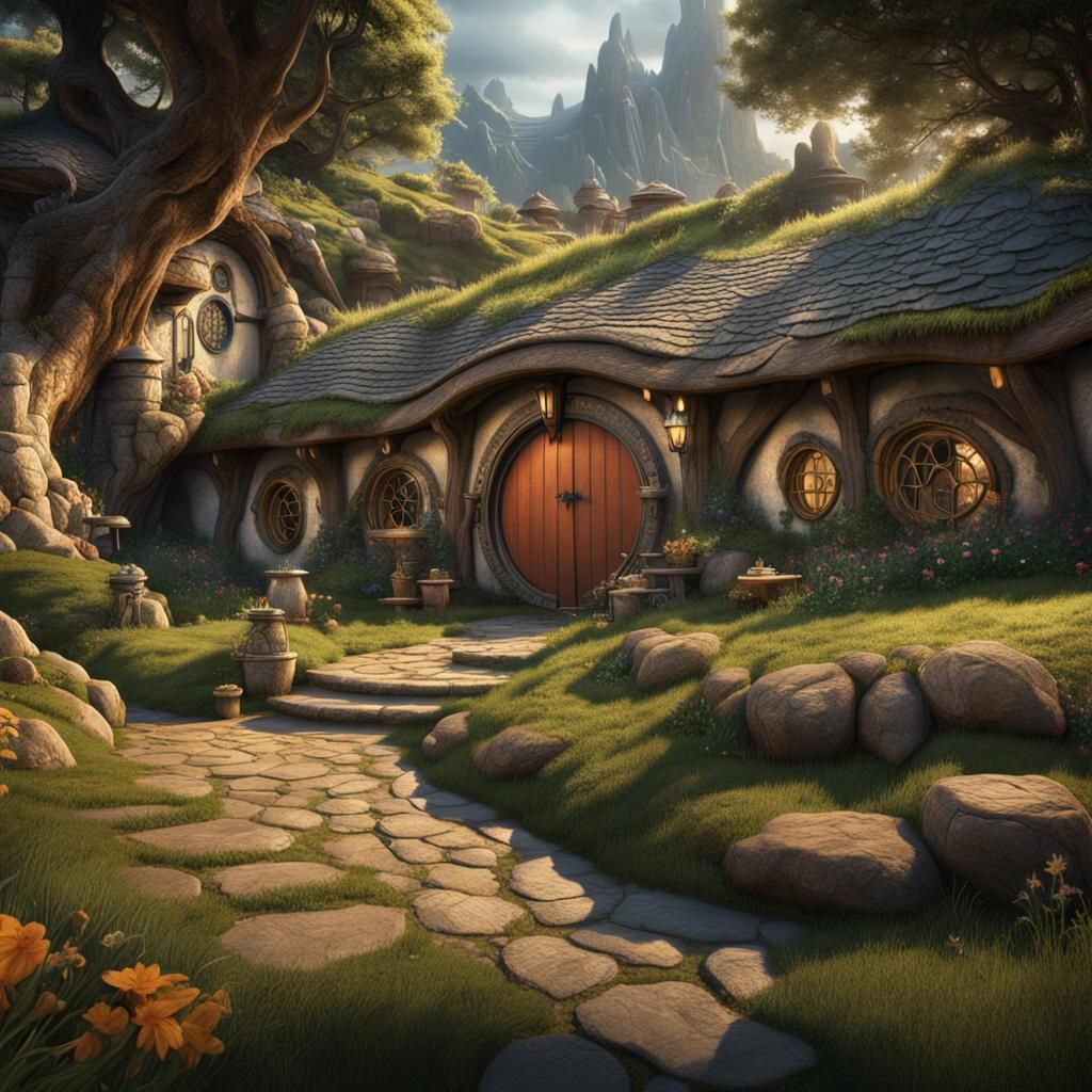 Cozy Hobbit Hole Interior in Detailed Digital Painting