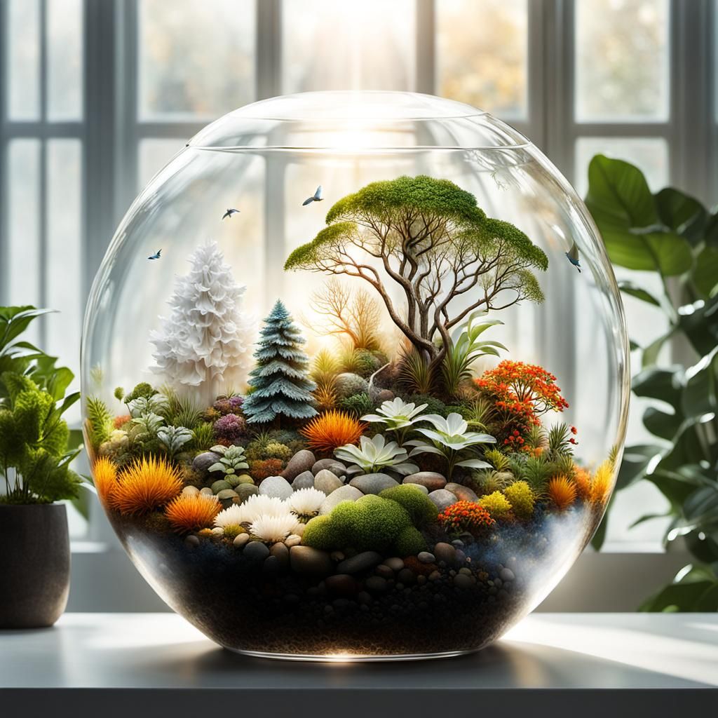 Four Seasons Double Exposure Terrarium in Golden Hour