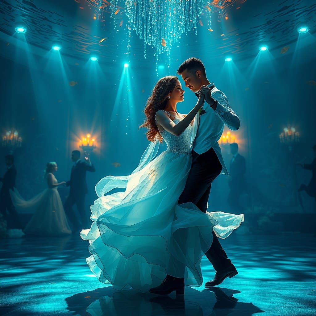 Underwater Ballroom Waltz in Art Nouveau Style