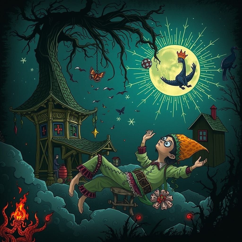 Vibrant Carnival Faun in Wilderness Chaos