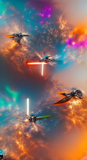 Star wars space ships x-wing versus tie fighter in airiel nebula space battle. trending on Artstation Unsplash futuristi...