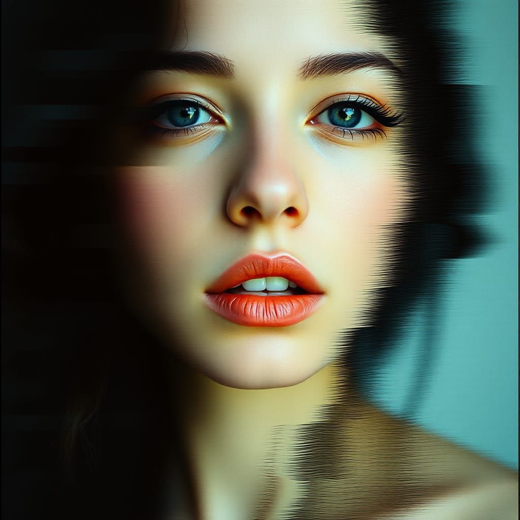 Distorted Portrait with Digital Scramble Effects