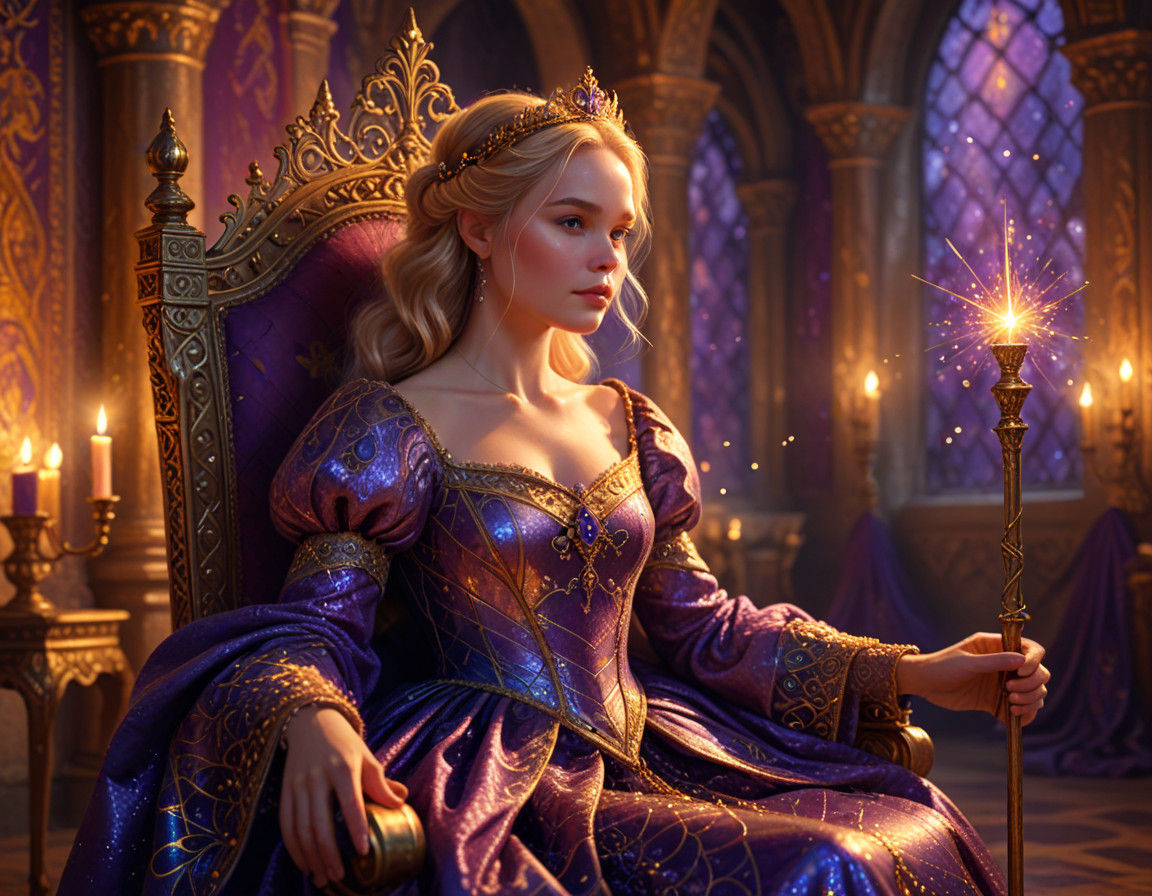 Enchanted Royal Portrait in a Whimsical Medieval Setting
