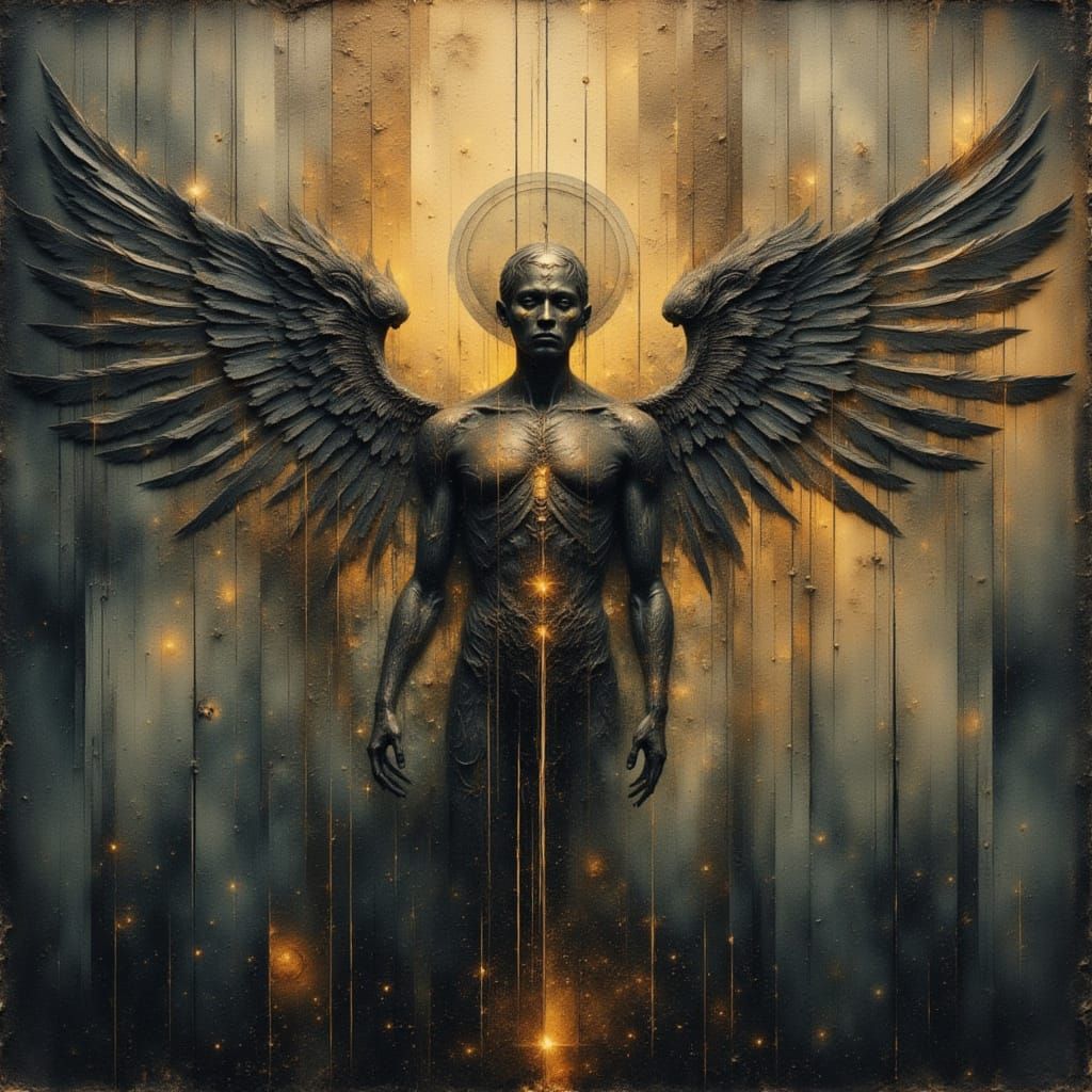 Shimmering Celestial Spirit in Gothic Minimalism