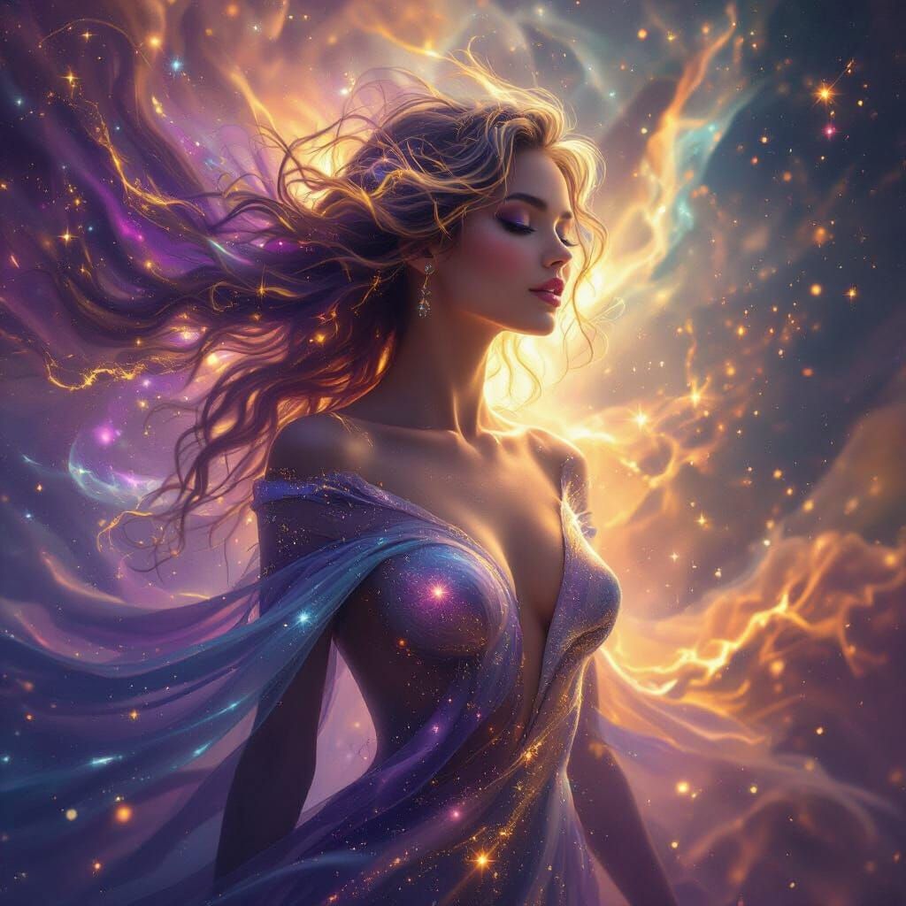 Cosmic Woman of Stardust and Light