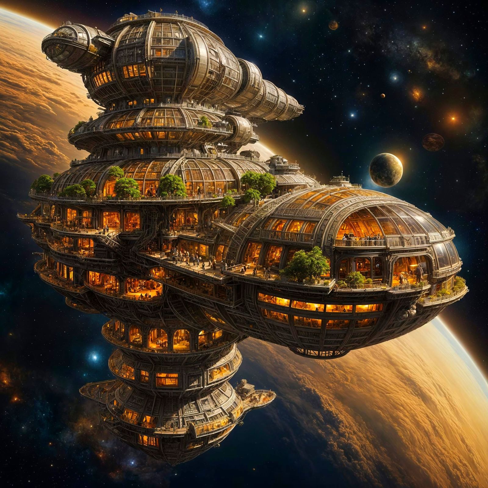 Epic Sci-Fi Spaceship Over Gaseous Planet