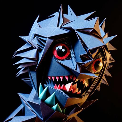 Origami Papercraft Creepy Monster with Big Teeth
