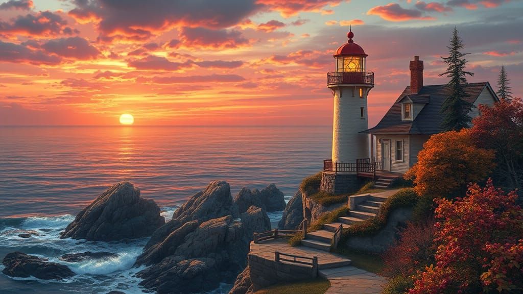 Lighthouse in Autumnal Luminism Style