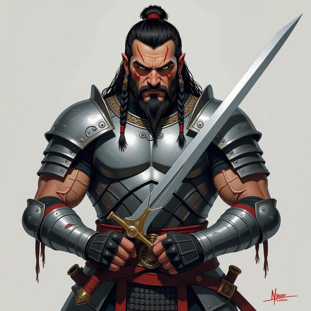 Klingon Warrior in Dark Comic Book Style