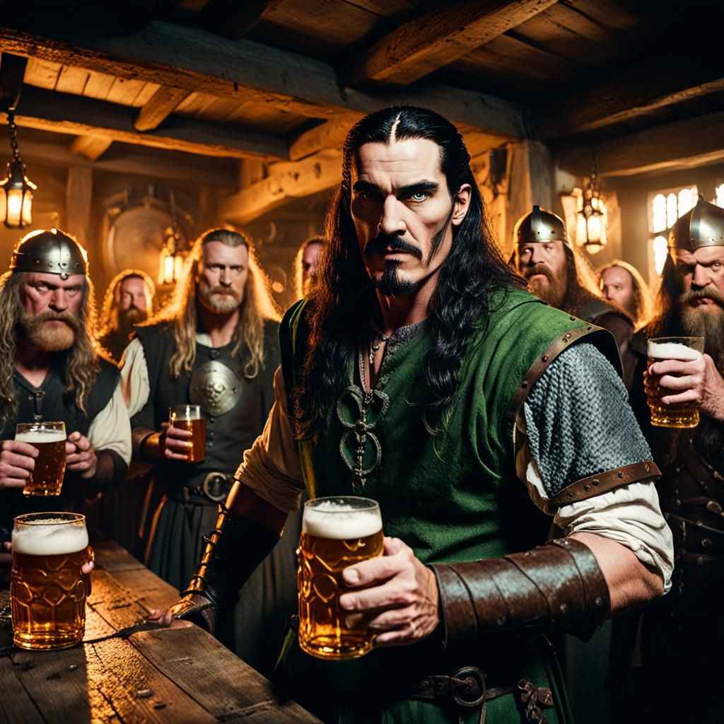 Peter Steele and Beer-Chugging Vikings in Tavern