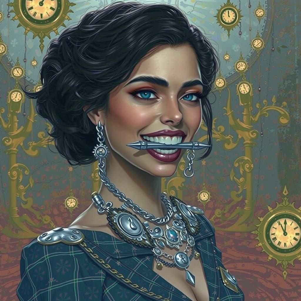 Surreal Woman with Metal Rod as Fantasy Concept Art