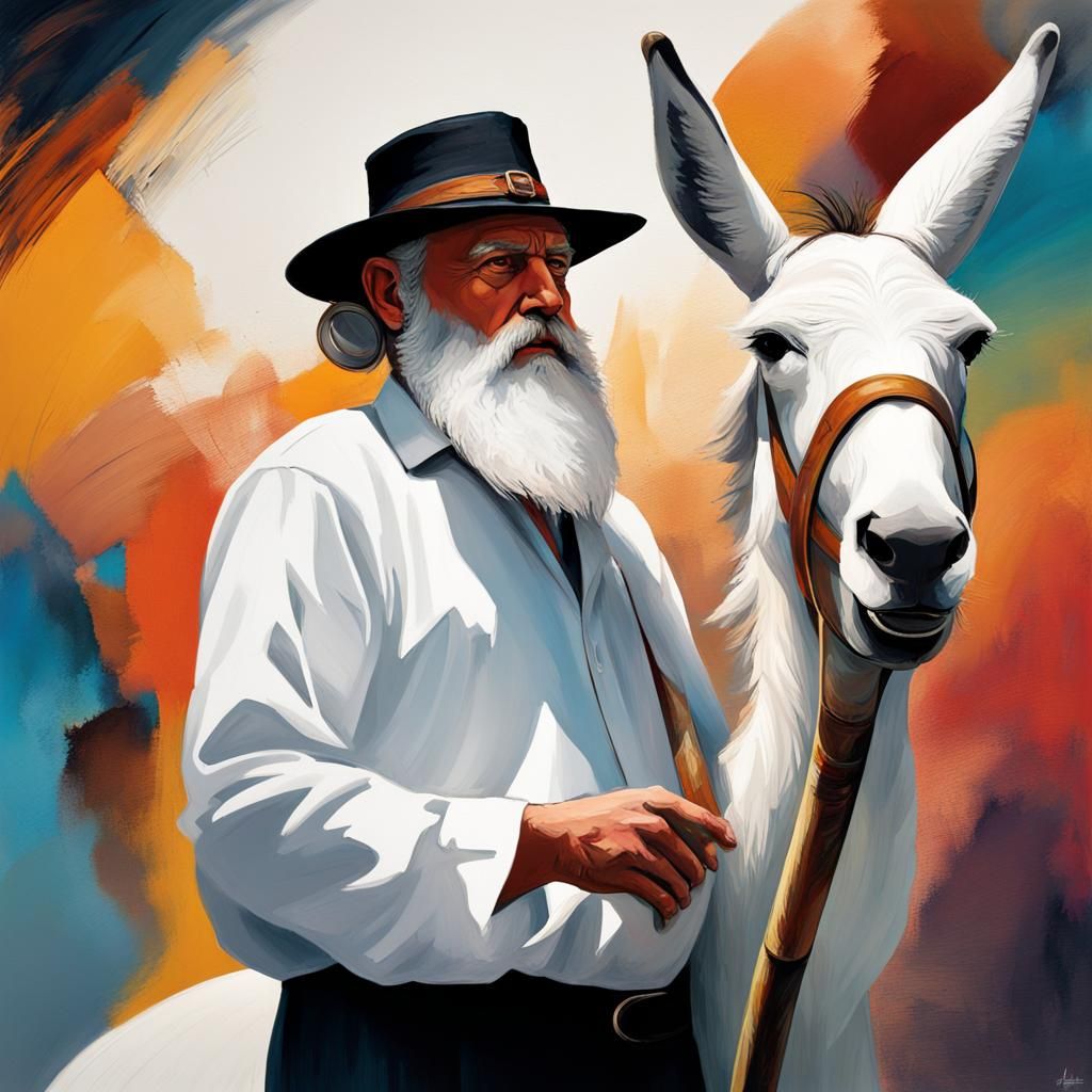 Messiah Rides a Donkey in Abstract Hyperrealism